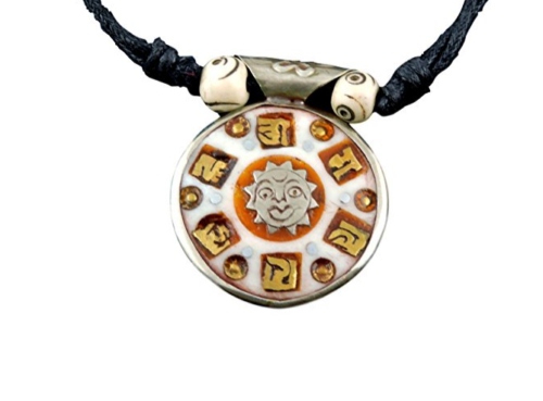 Double Sided Hand Crafted Yak Bone Compassion and Lord Ganesh Pendant