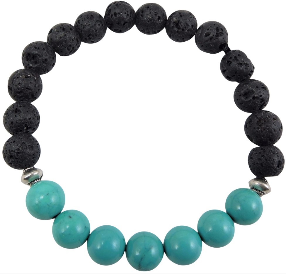 Volcanic Natural Lava with 7 Turquoise Yoga Healing Wrist Mala Bracelet CL-11