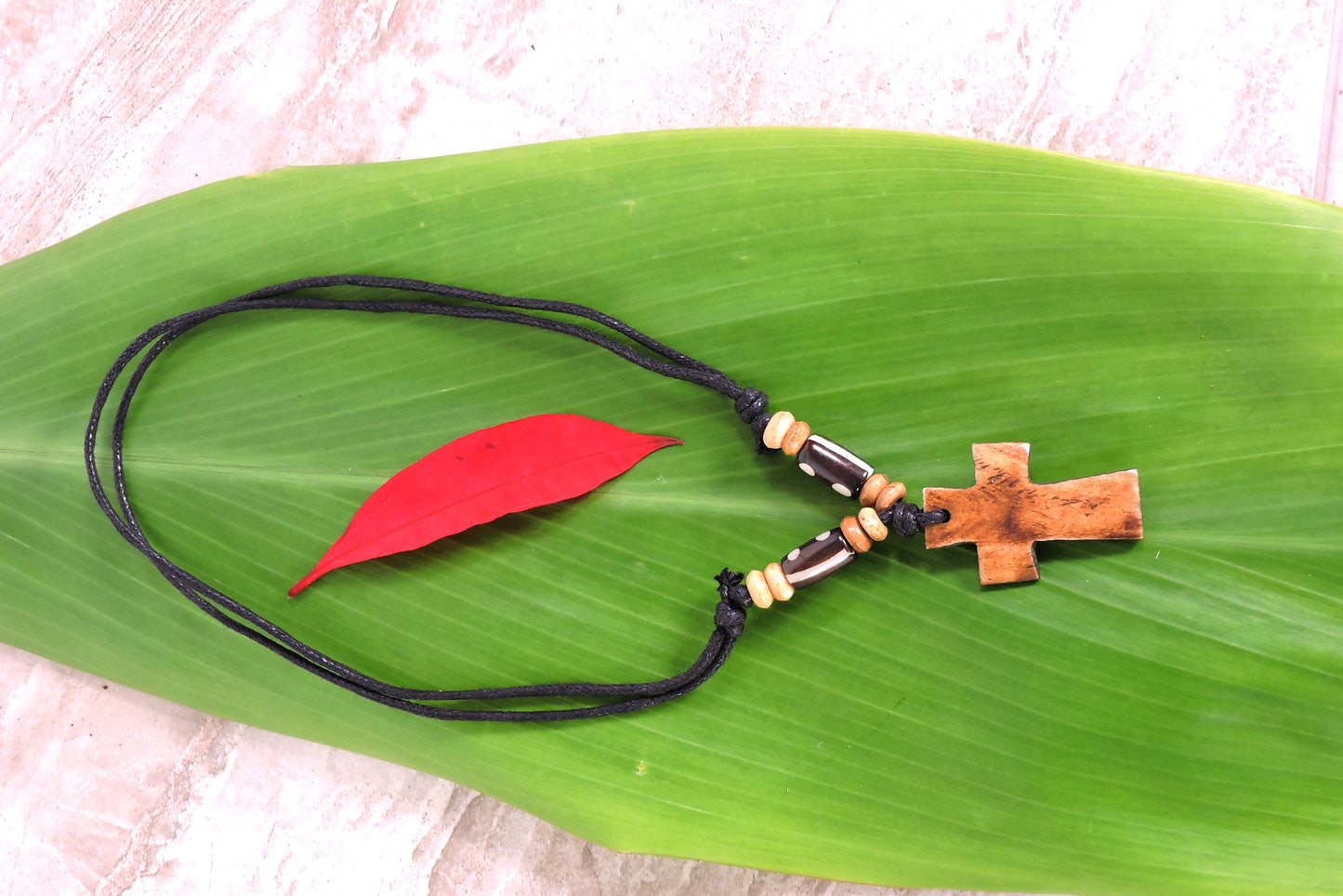 Handmade Cross Tibetan Yak Bone Pendant