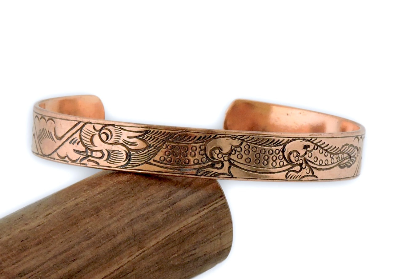Tibetan Dragon Copper Cuff Bracelet - Style 5