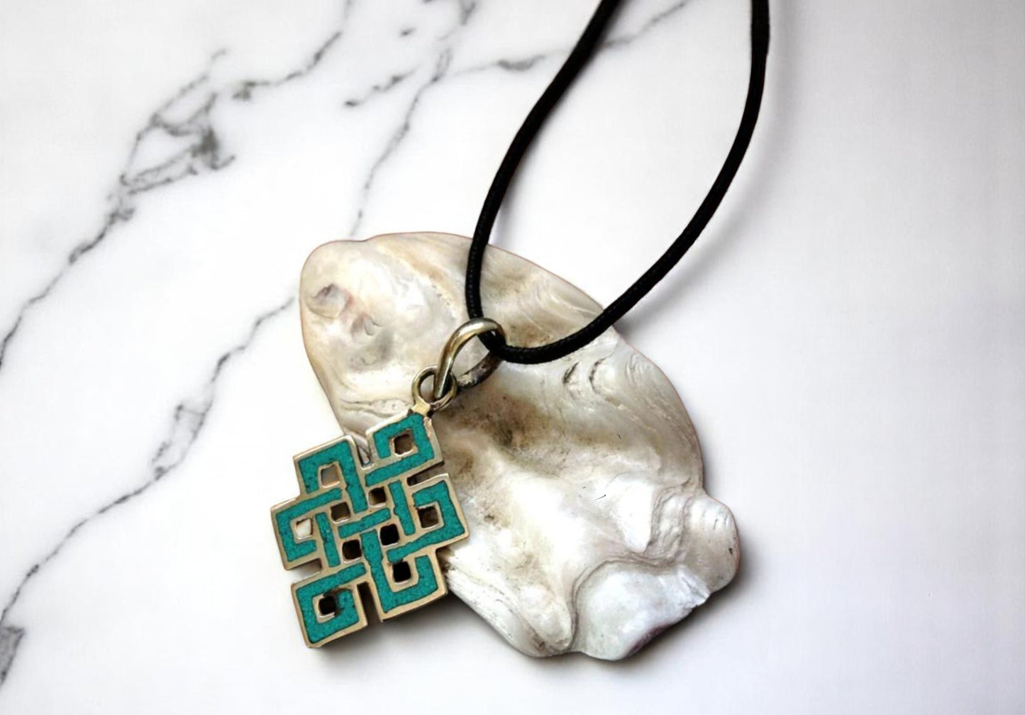 Handmade Tibetan Turquoise Eternal Knot Pendant