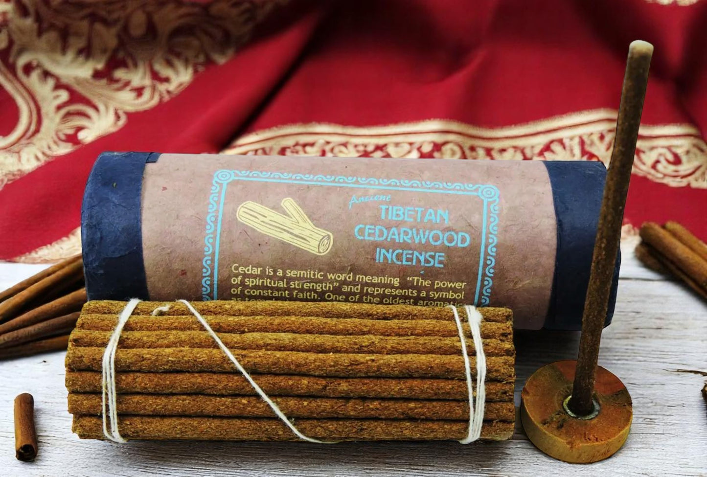 Tibetan Cedar Wood Incense with burner