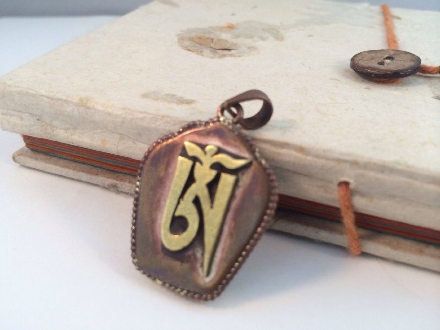 Handmade Tibetan Copper Om Ga'u Locket Pendant