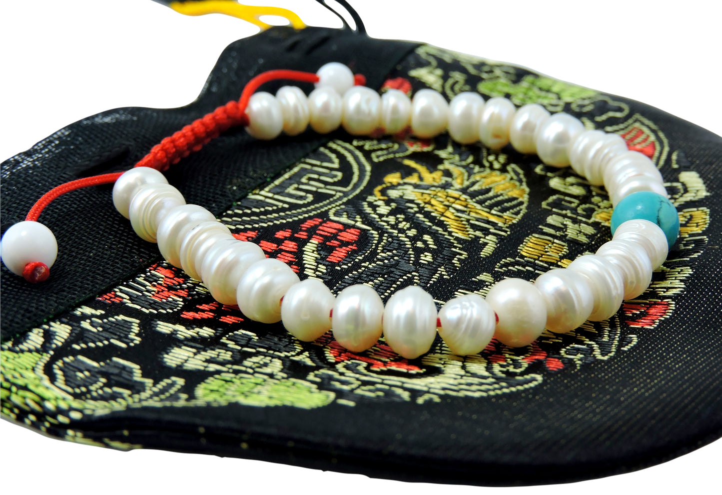 Fresh Water Pearl Wrist mala with Turquoise spacer