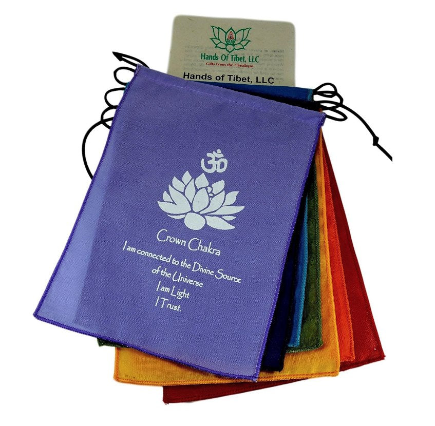 Small Seven Chakra Prayer Flags Wall Hanging