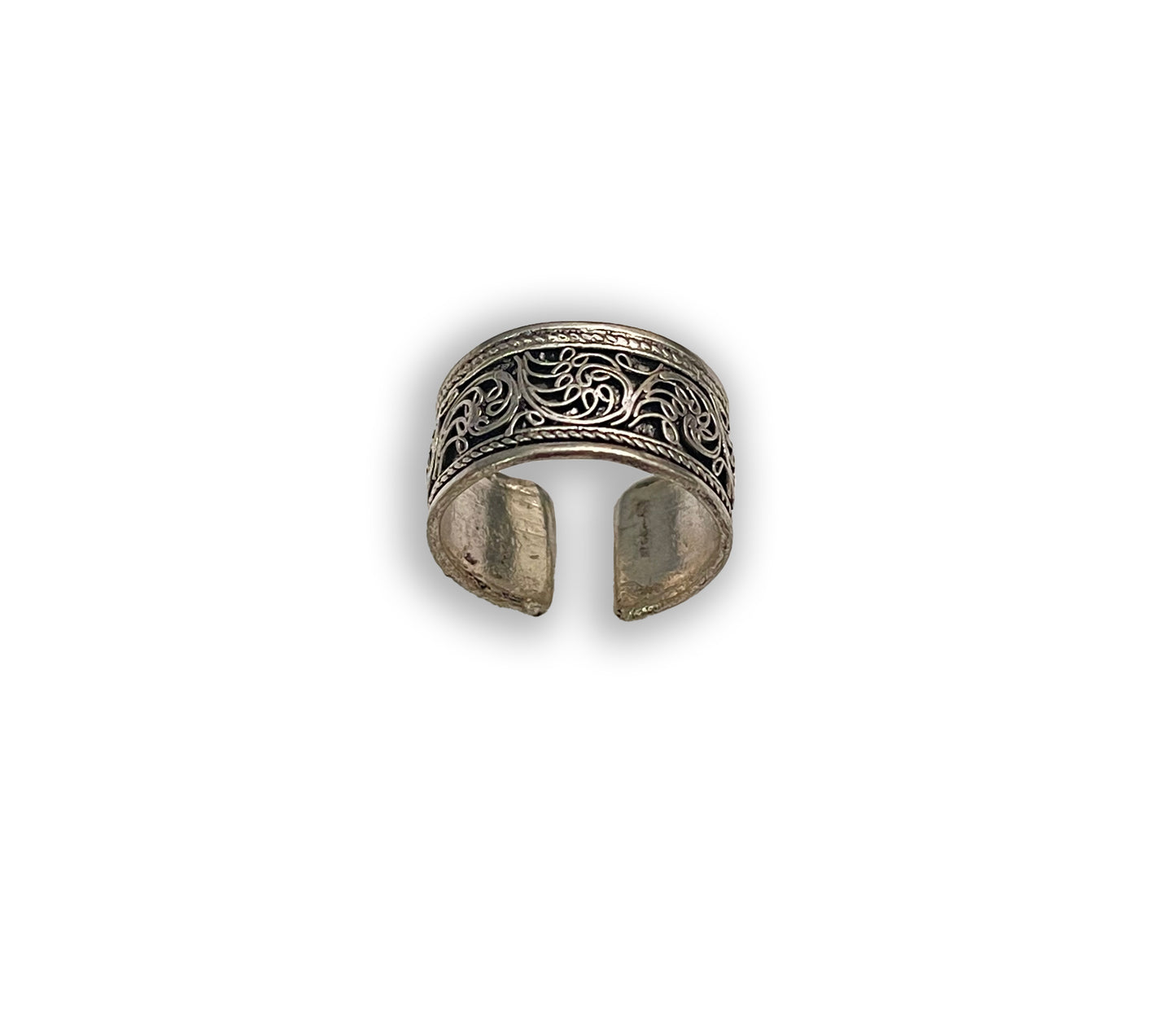 Handmade Tibetan Silver Adjustable Ring from Nepal (Flower, Adjustable)