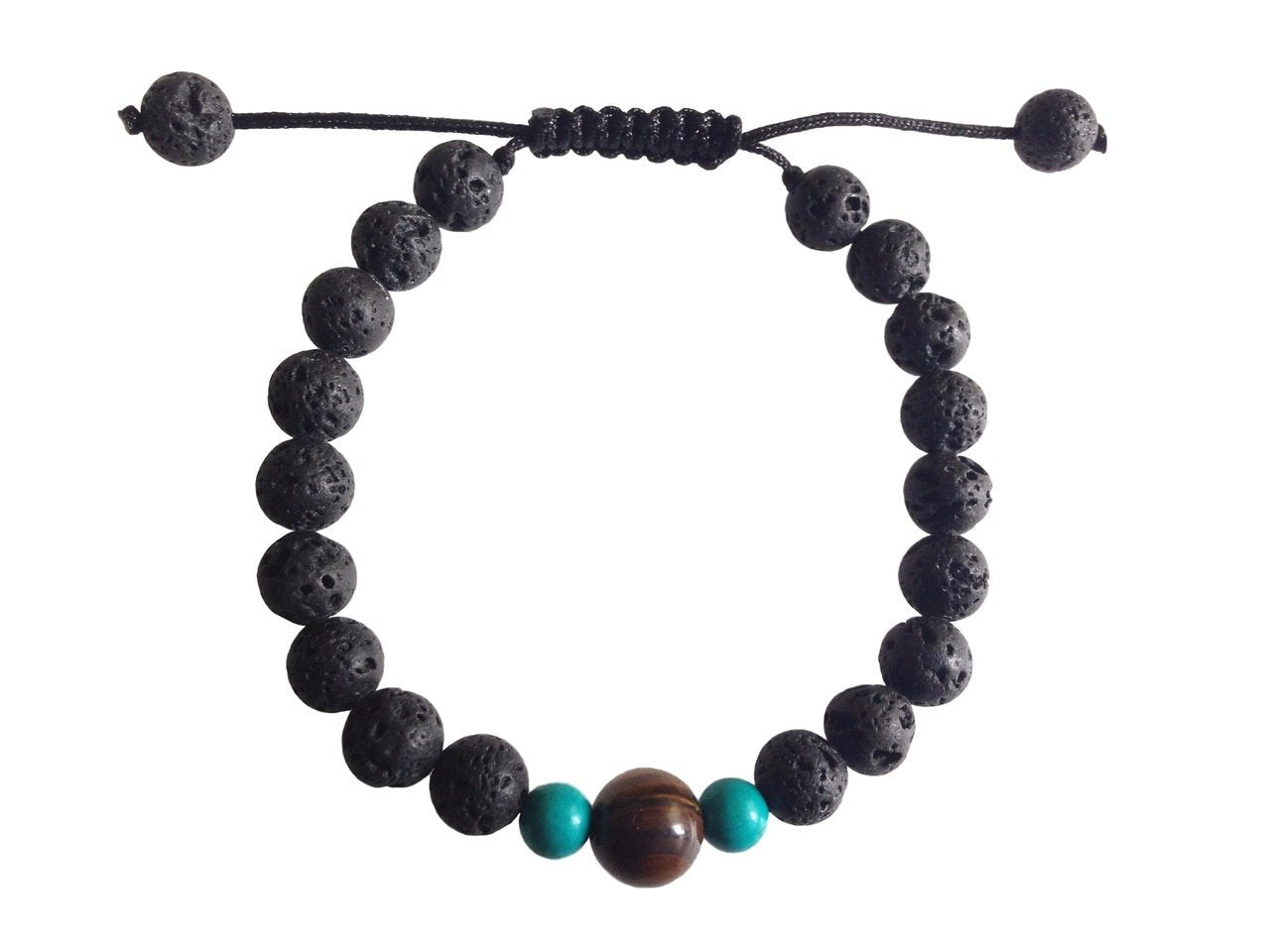 Tiger Eye Energy Lava Wrist Mala with Turquoise