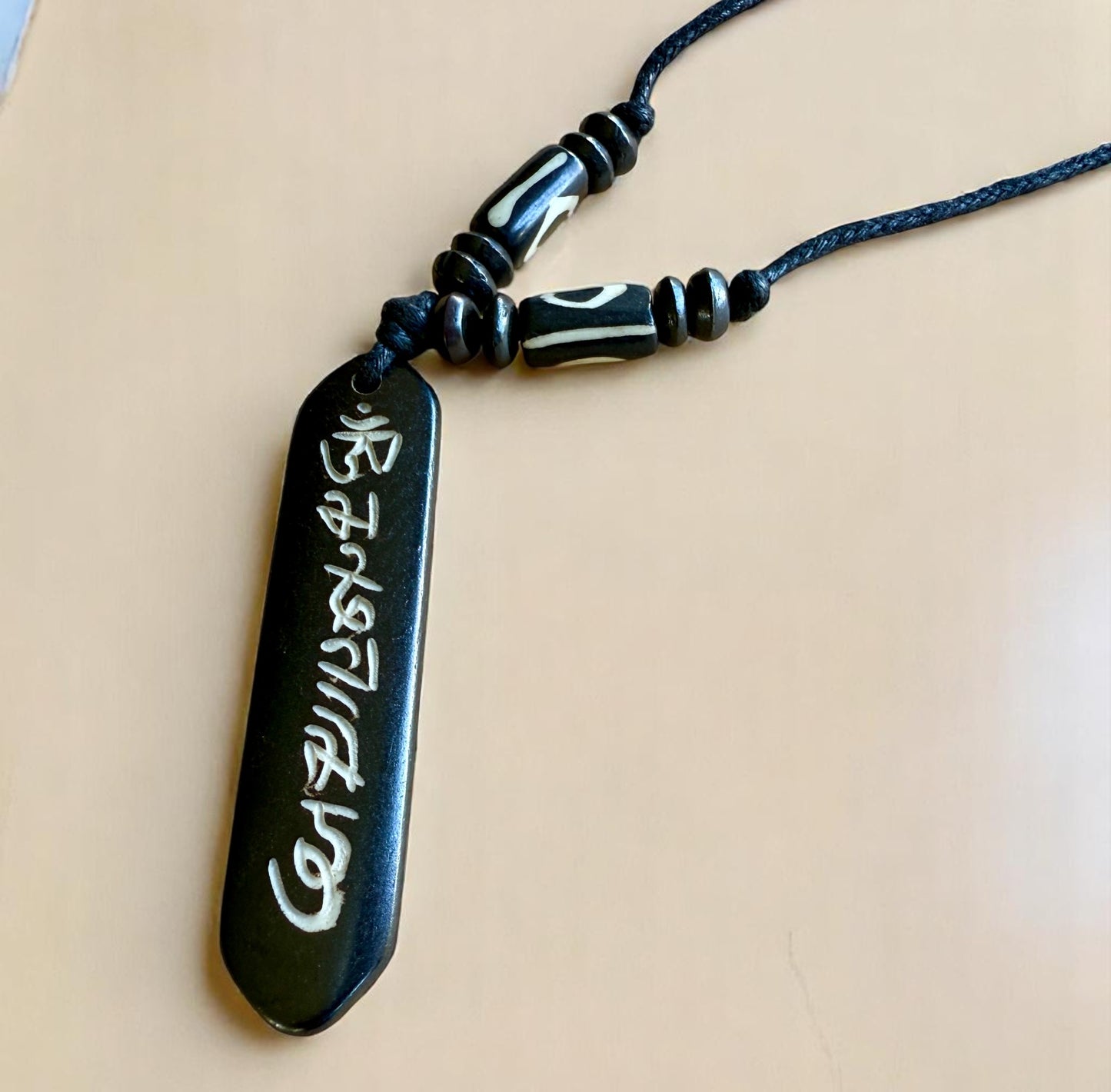 Om Mani Padme Hum Yak Bone Pendant From Nepal