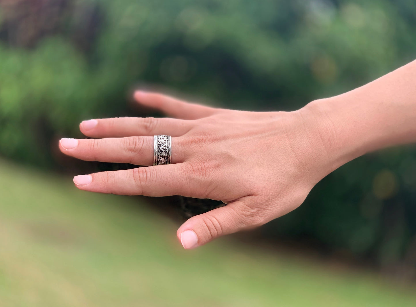 Handmade Tibetan Silver Adjustable Ring from Nepal (Flower, Adjustable)