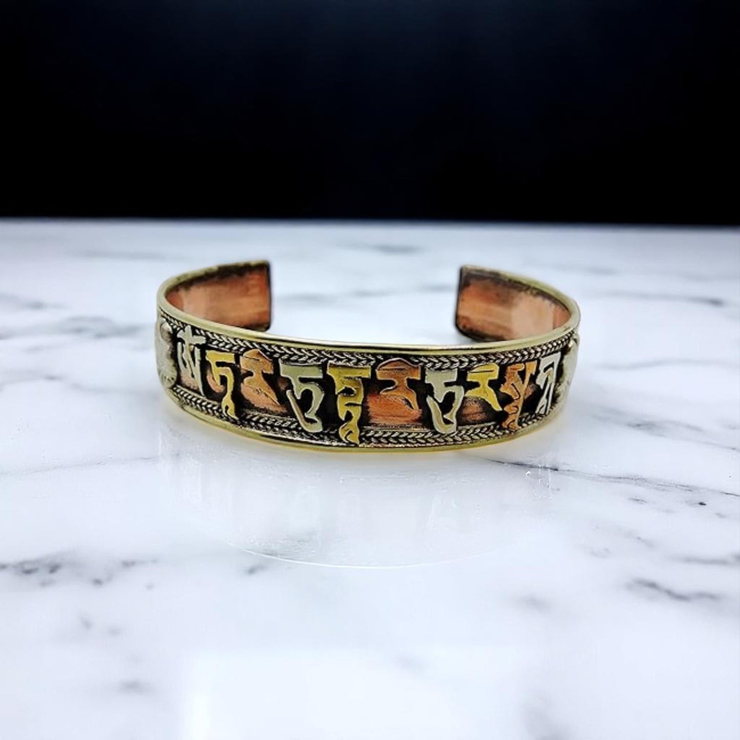 Handmade Tibetan Three Metal Healing Mantra Yoga Bracelet (Green Tara Mantra)