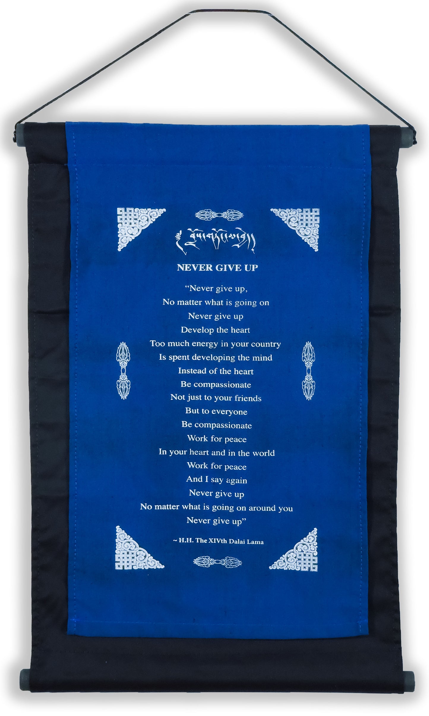 Handmade Dalai Lama Quotes Inspirational Message Cotton Fabric (Never Give up)