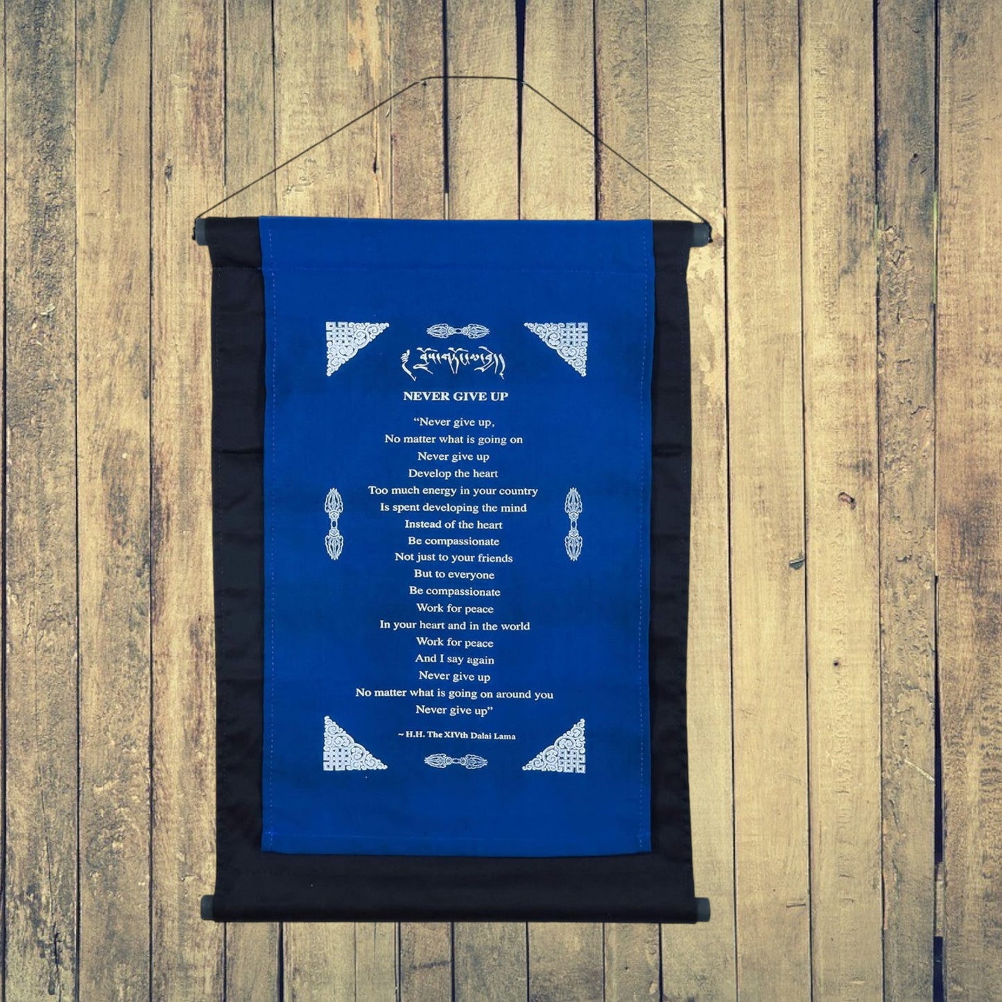 Handmade Dalai Lama Quotes Inspirational Message Cotton Fabric (Never Give up)