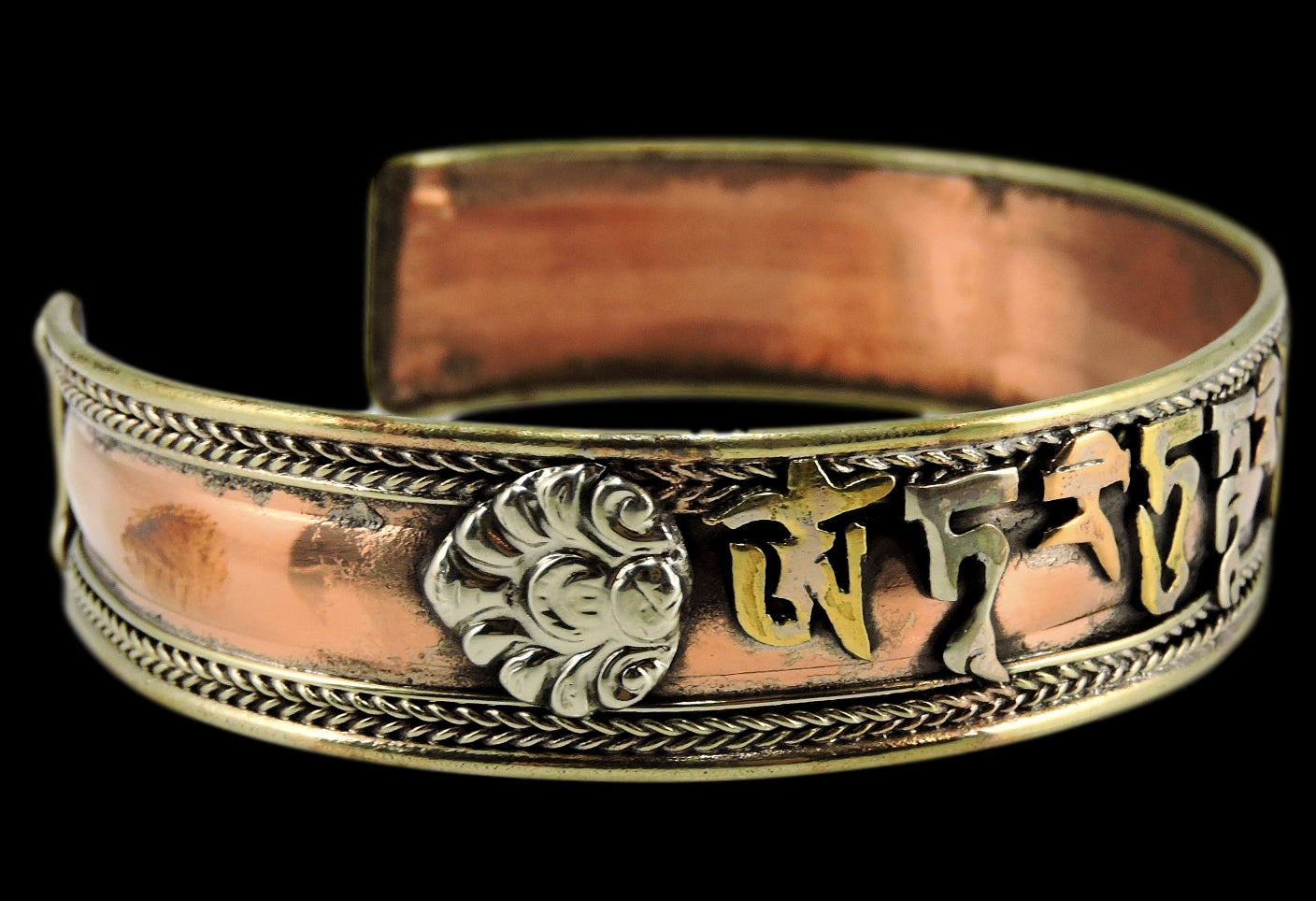 Handmade Tibetan Three Metal Healing Mantra Yoga Bracelet (Green Tara Mantra)