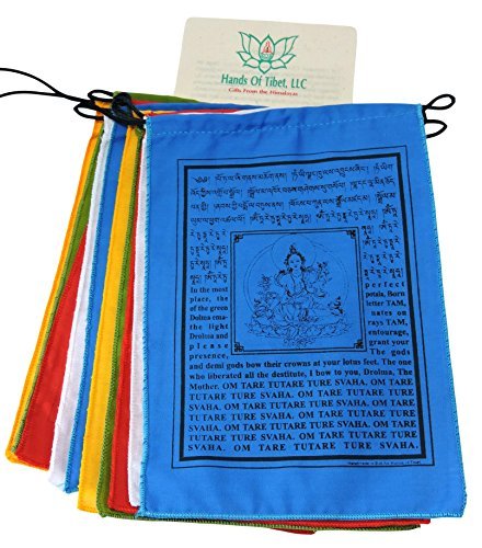 Handmade Green Tara Prayer Flags Tibetan with English Translation 6x8