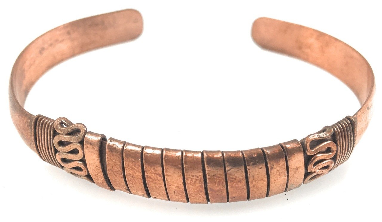Handmade Snake Pattern Copper Cuff Bracelet