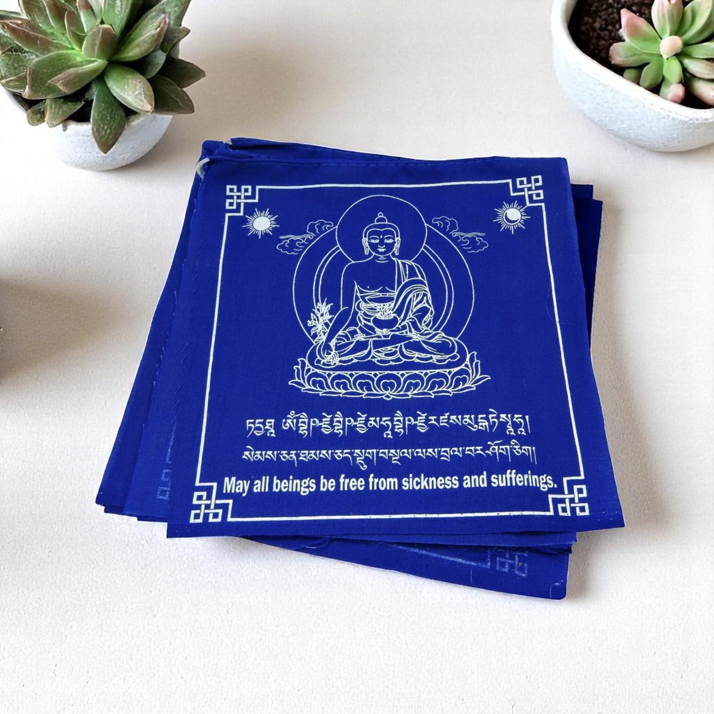 Hands Of Tibet Tibetan Prayer Flags Large Solid Blue Color Medicine Buddha Healing Flags Free Copy righted Handmade Paper Prayer Flags