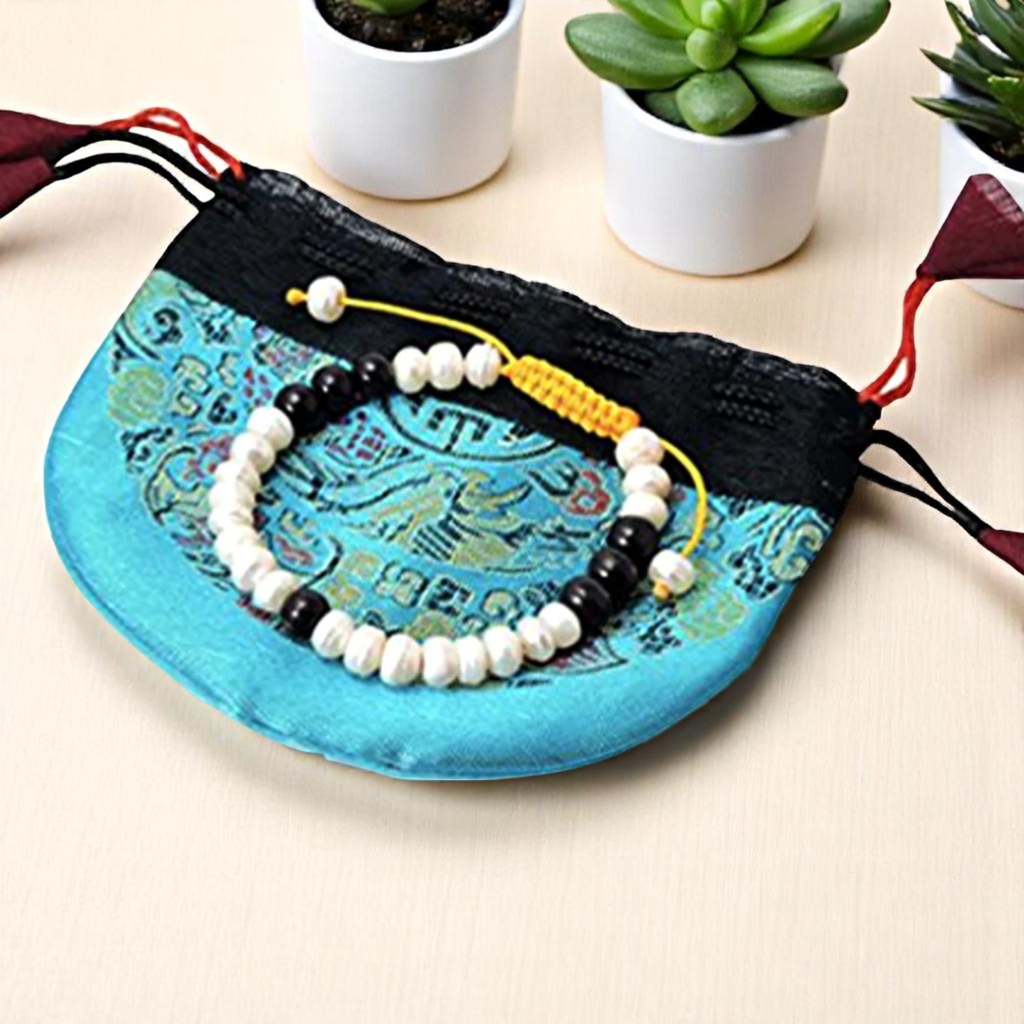 Mother of Pearl and Rosewood Wrist Mala Yoga Bracelet
