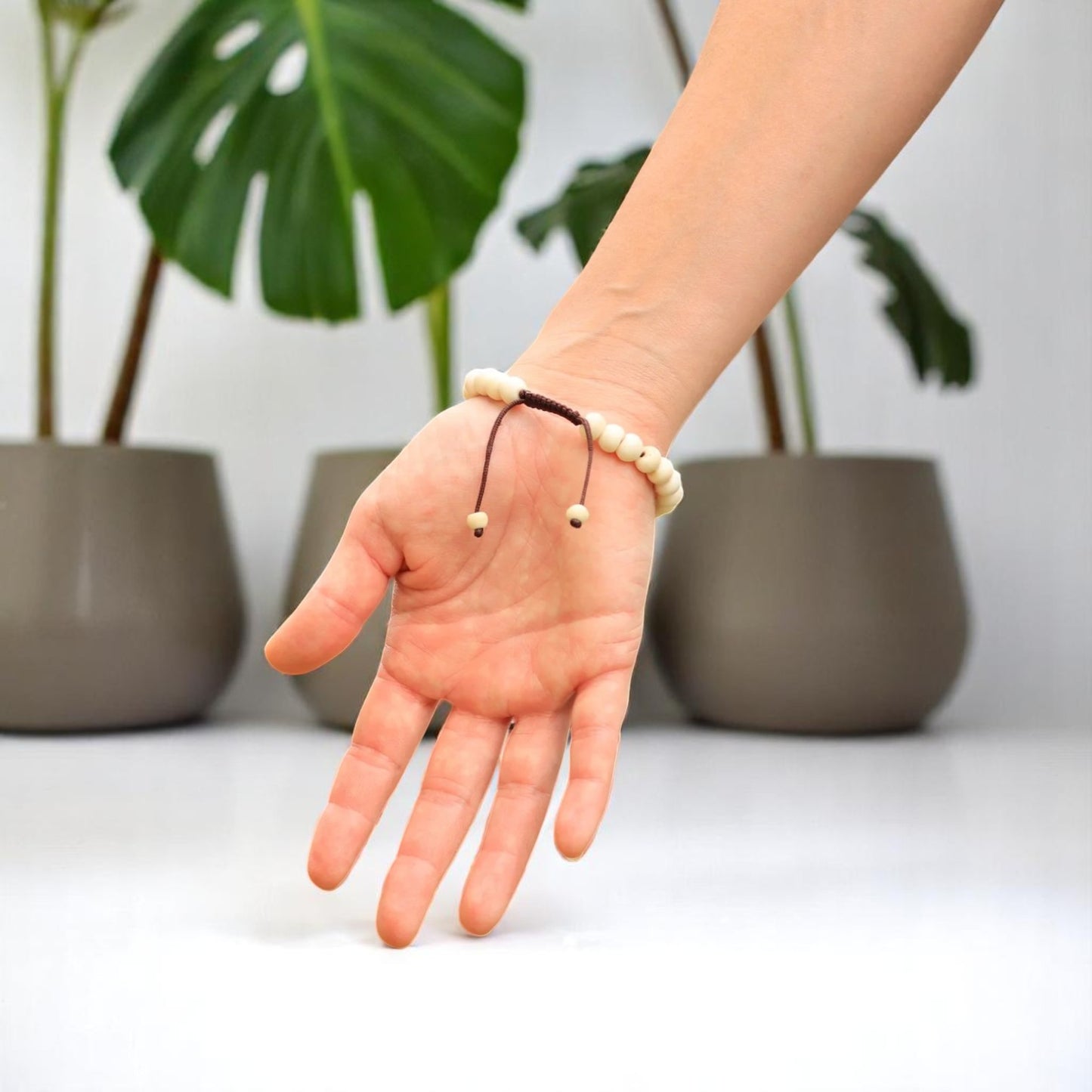 Handmade Yak Bone Tibetan Wrist Mala Bracelet for Meditation (Plain)