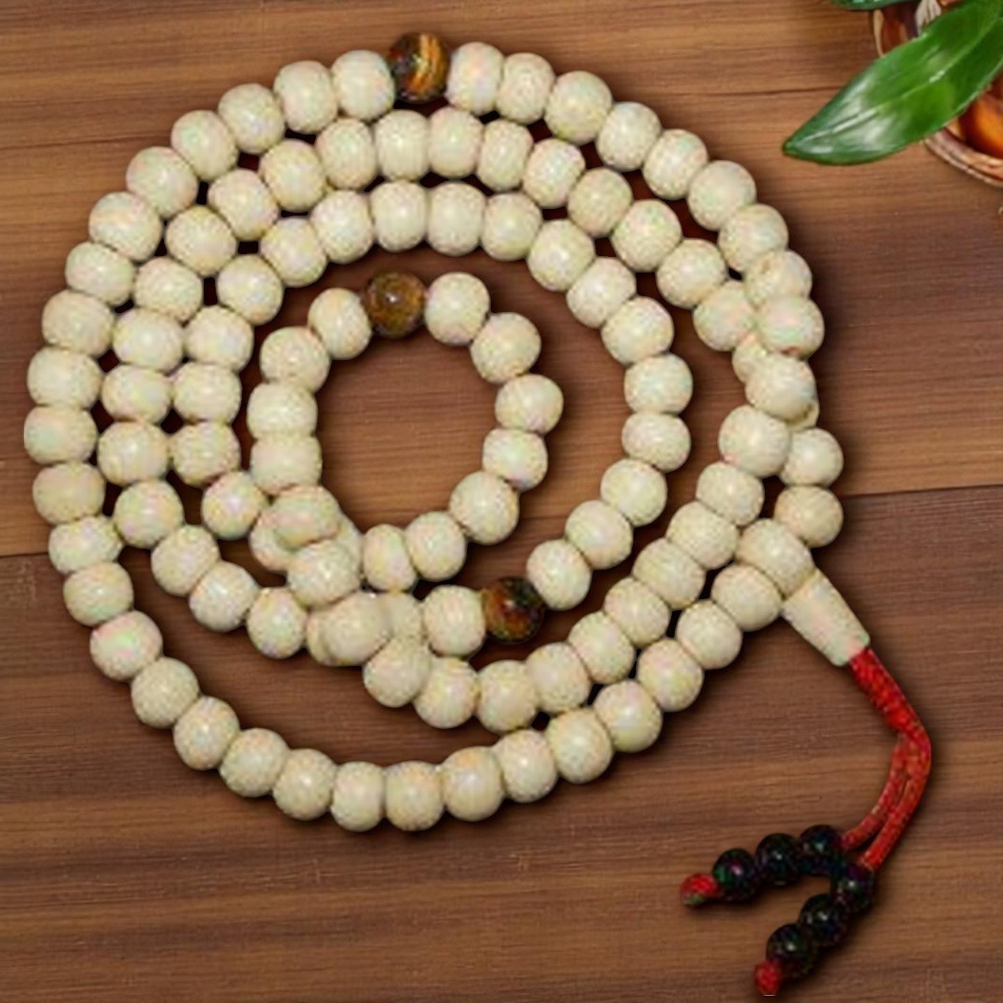 Yak bone mala with tiger eye spacers