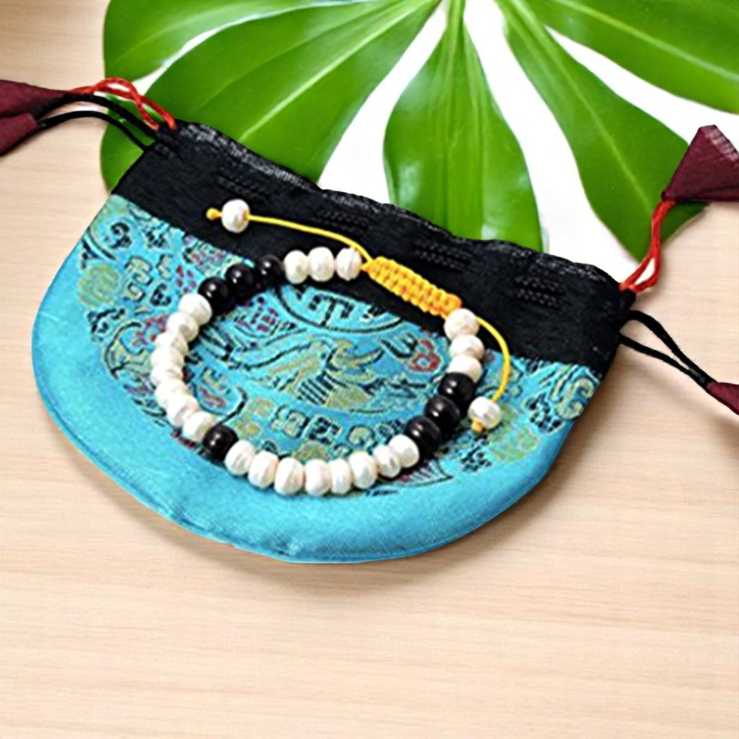 Mother of Pearl and Rosewood Wrist Mala Yoga Bracelet