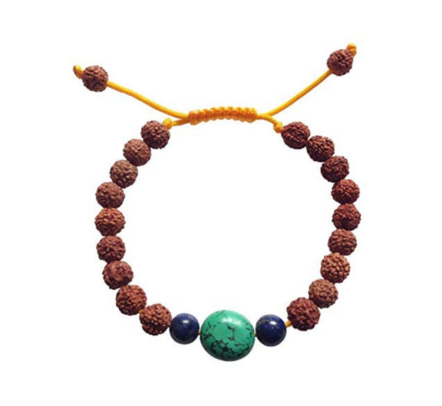 Rudraksha Tibetan Wrist Mala/Bracelet with Lapis and Large Turquoise Spacers