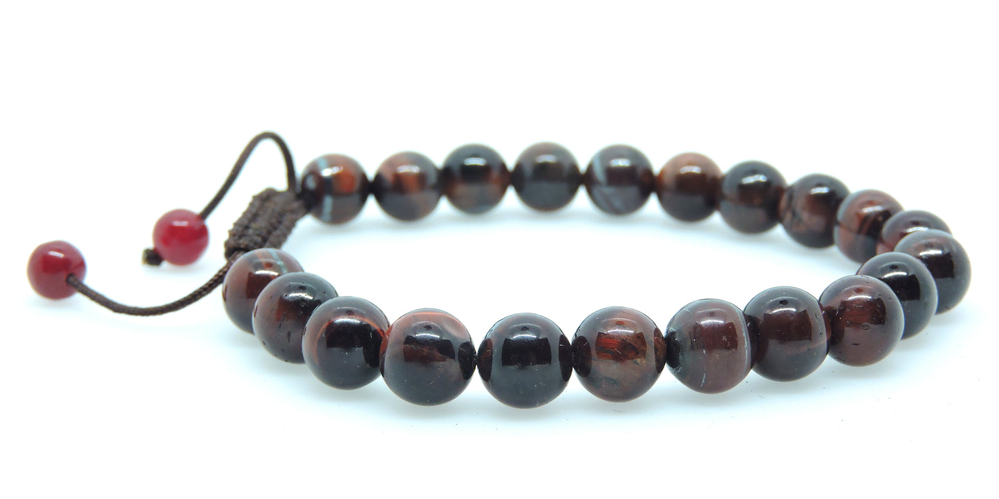 Handmade Tiger’s Eye Wrist Mala Yoga Healing Bracelet (Red Tiger Eye)