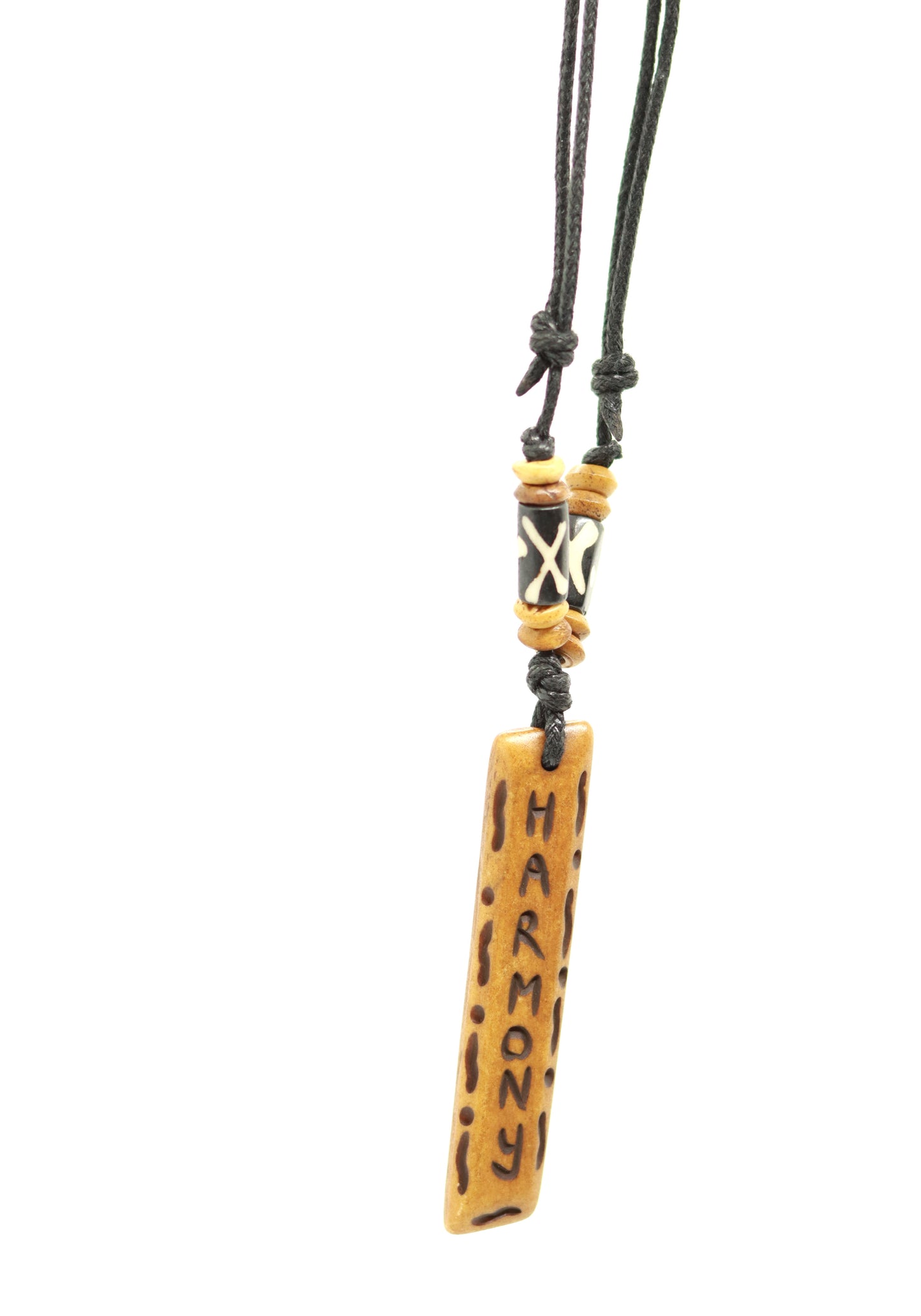 Handmade Harmony Message Bone Pendant For Men Or Women Boho Necklace