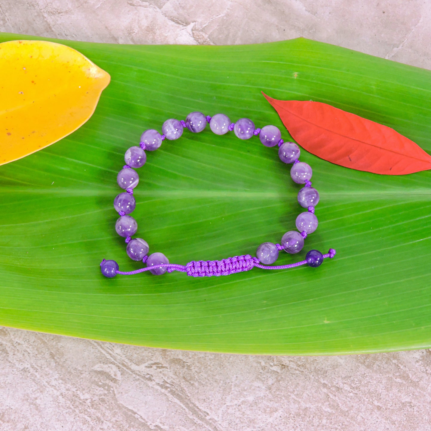 Individually Knotted Amethyst Wrist Mala Yoga Bracelet for Meditation