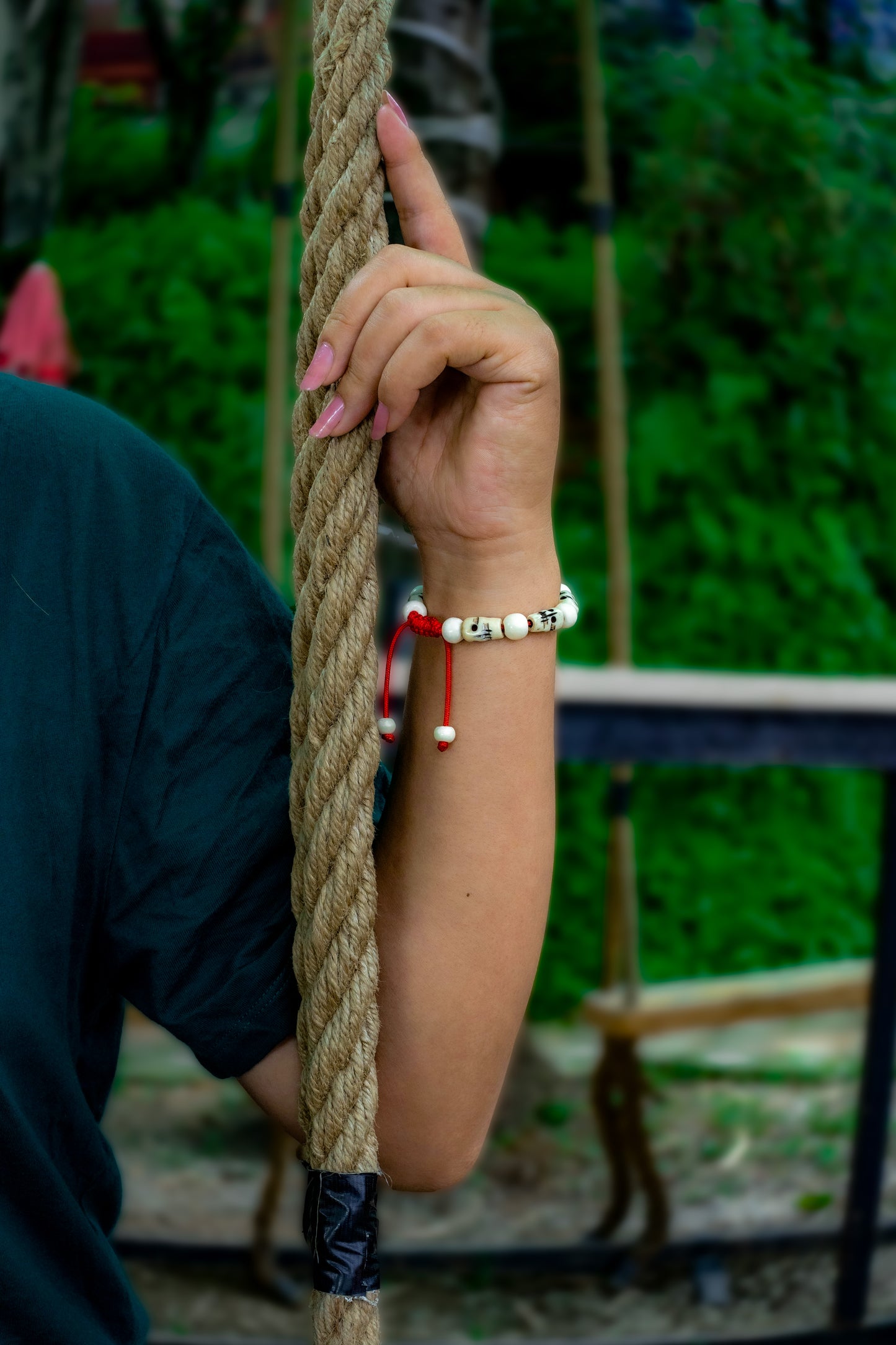 Carved Bone Skull Wrist Mala/Bracelet