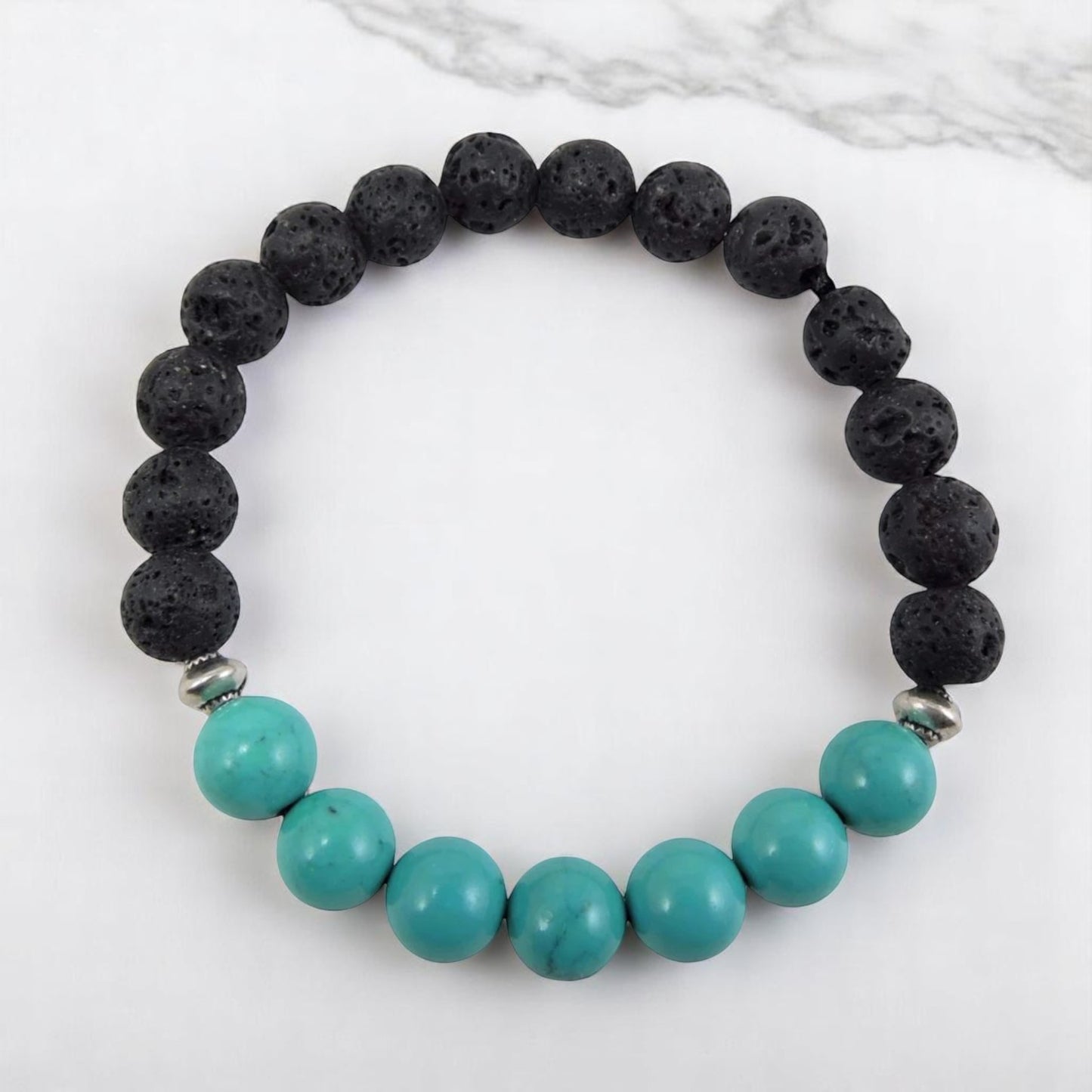 Volcanic Natural Lava with 7 Turquoise Yoga Healing Wrist Mala Bracelet CL-11