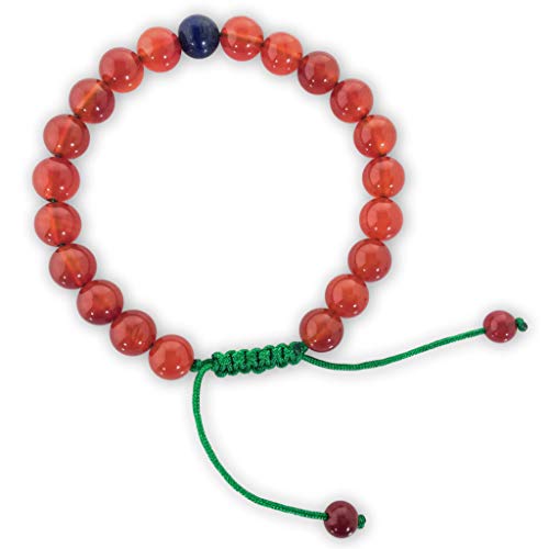 Hands Of Tibet Tibetan Mala Carnelian Wrist Mala/Bracelet for Meditation (Lapis Beads)
