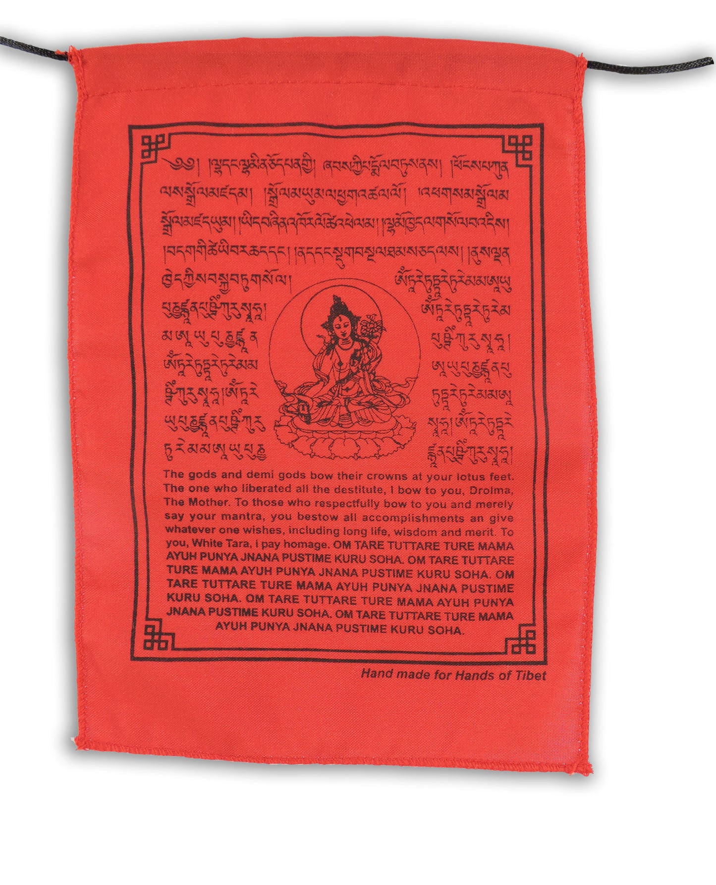 Handmade White Tara Prayer Flags with English Translation ( 9X12)