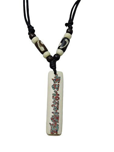 Buddha of Compassion Yak Bone Om Mani Pendant From Nepal