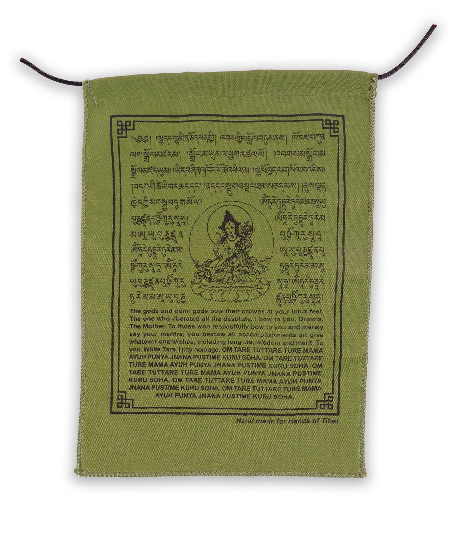 Handmade White Tara Prayer Flags with English Translation (6X8)