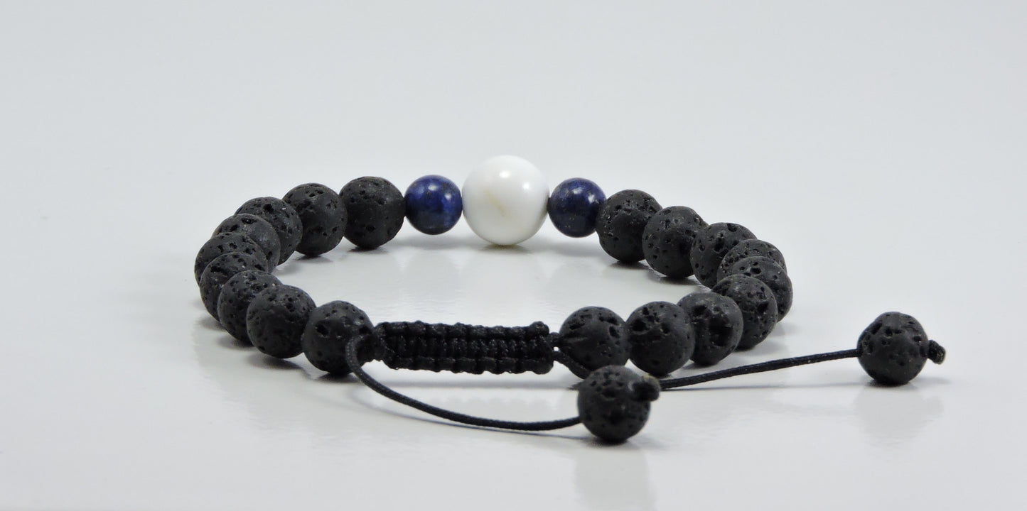 Land and Sea Wrist Mala (Lava, Lapis and Conch Shell)