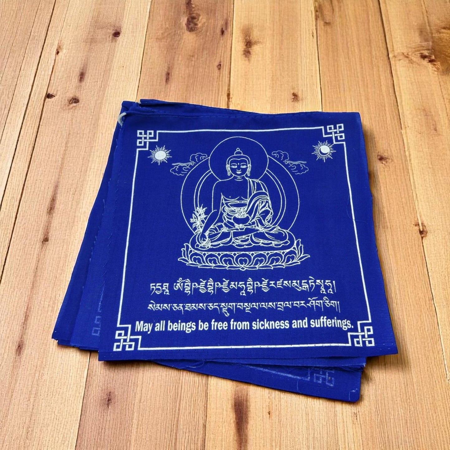 Hands Of Tibet Tibetan Prayer Flags Large Solid Blue Color Medicine Buddha Healing Flags Free Copy righted Handmade Paper Prayer Flags