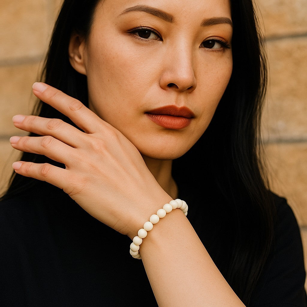 Handmade Yak Bone Tibetan Wrist Mala Bracelet for Meditation (Plain)