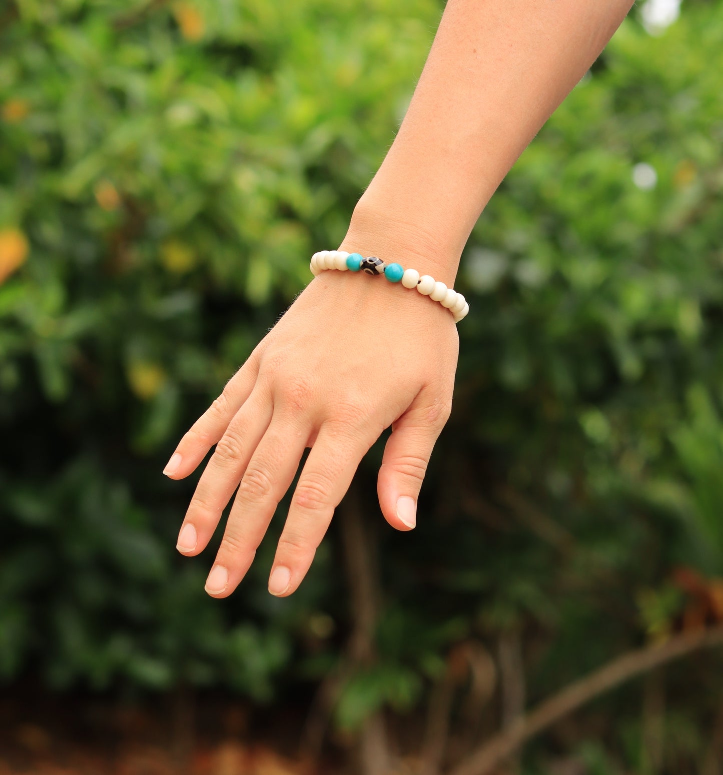 Yak Bone Wrist Mala with dZi Bead Spacer