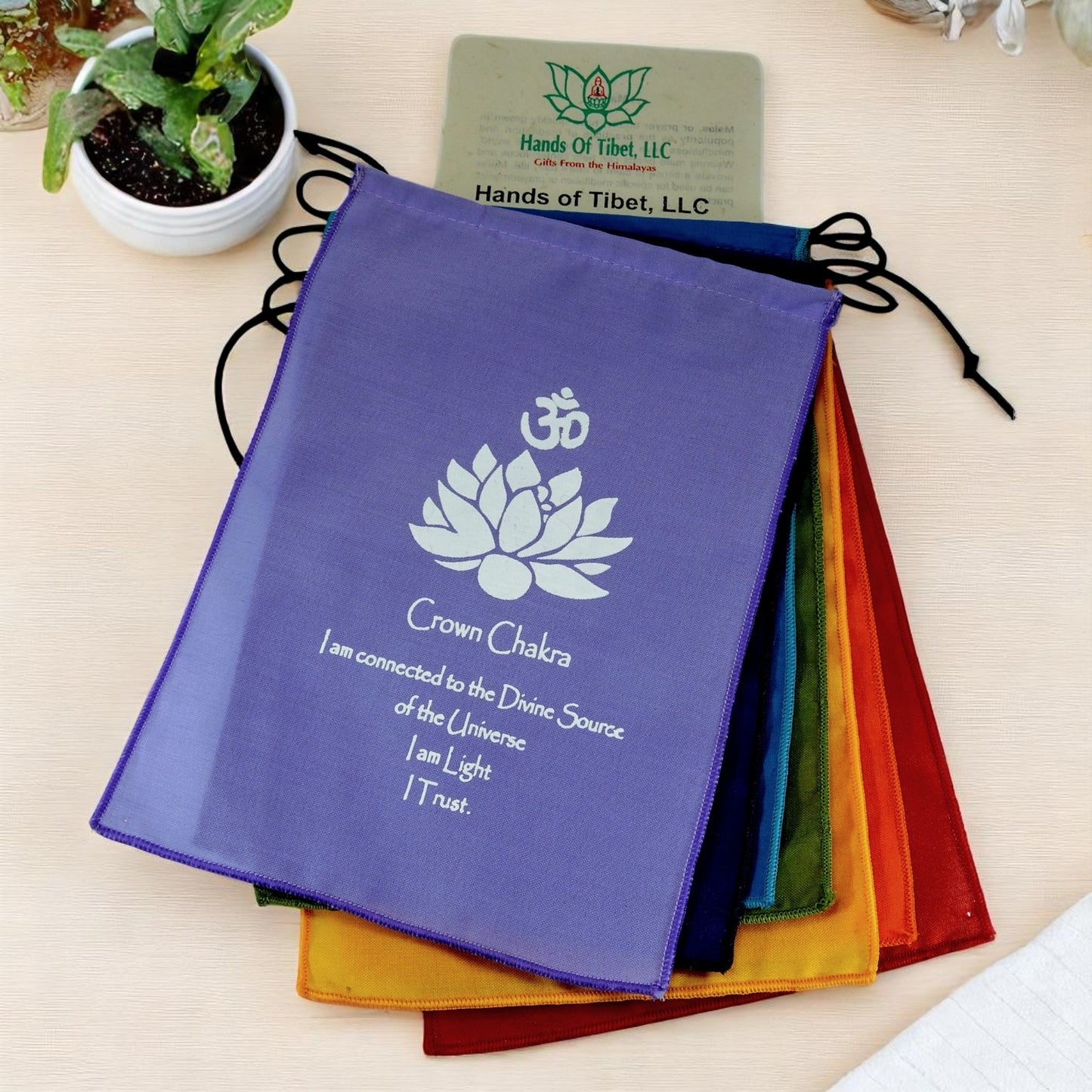Small Seven Chakra Prayer Flags Wall Hanging