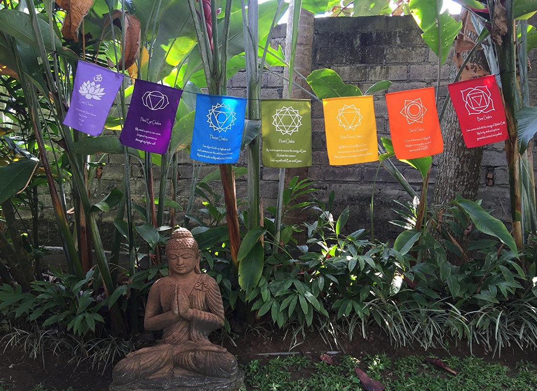 Small Seven Chakra Prayer Flags Wall Hanging