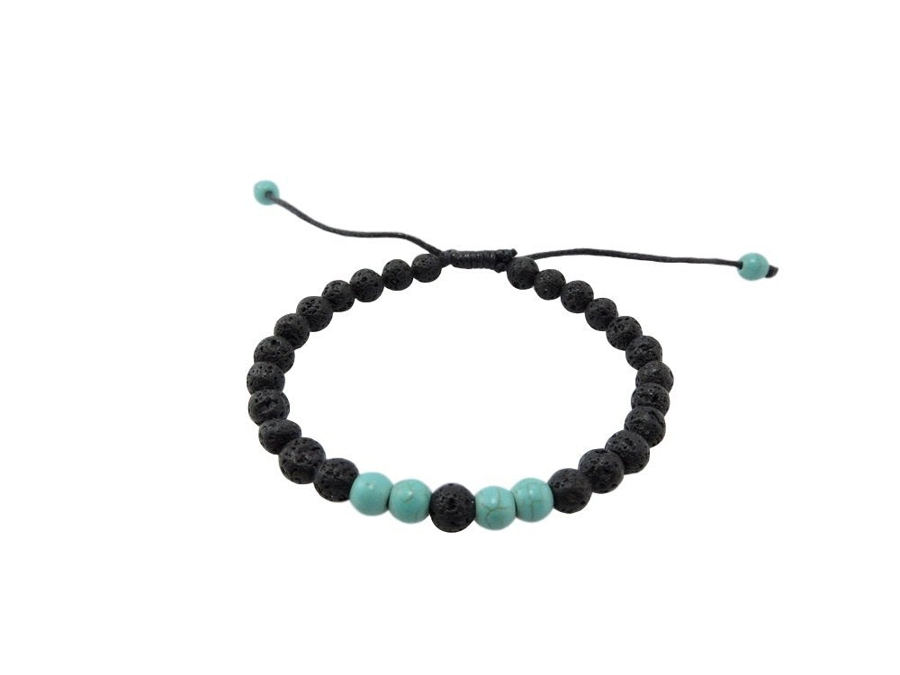 Small Lava Stone Turquoise Wrist Mala Bracelet