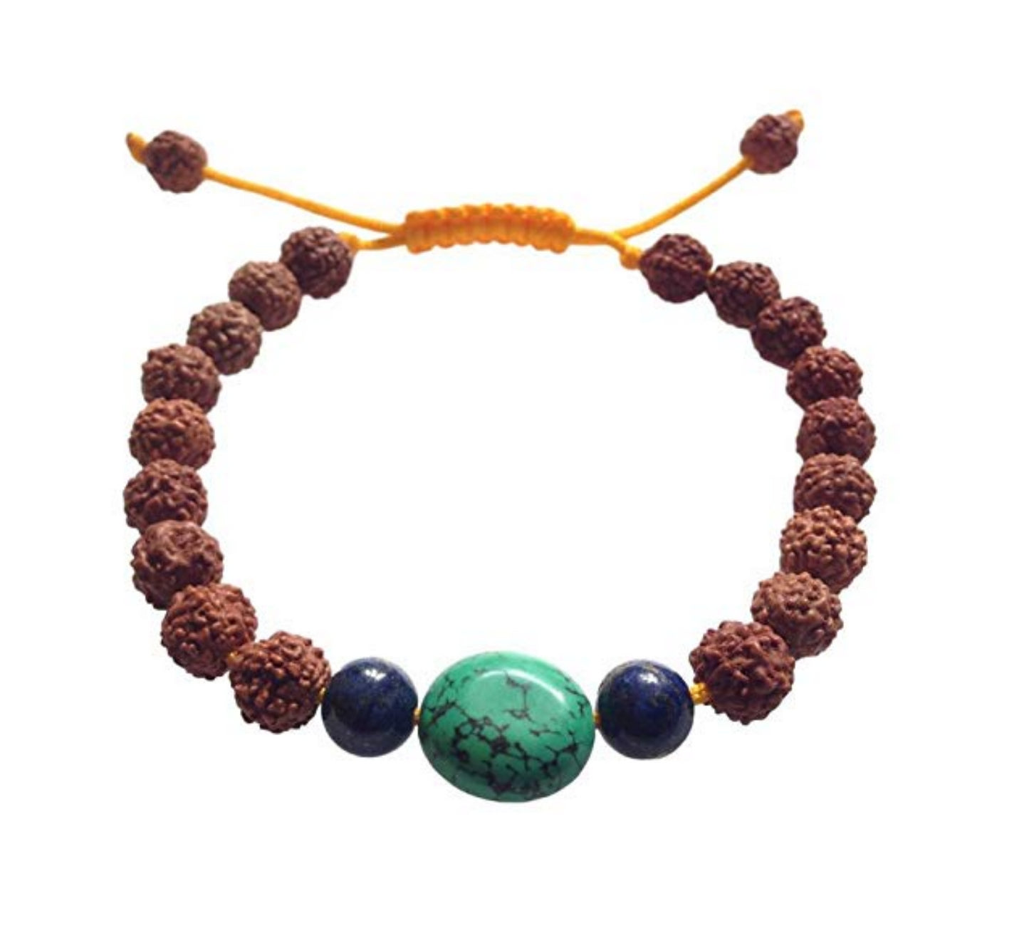 Rudraksha Tibetan Wrist Mala/Bracelet with Lapis and Large Turquoise Spacers