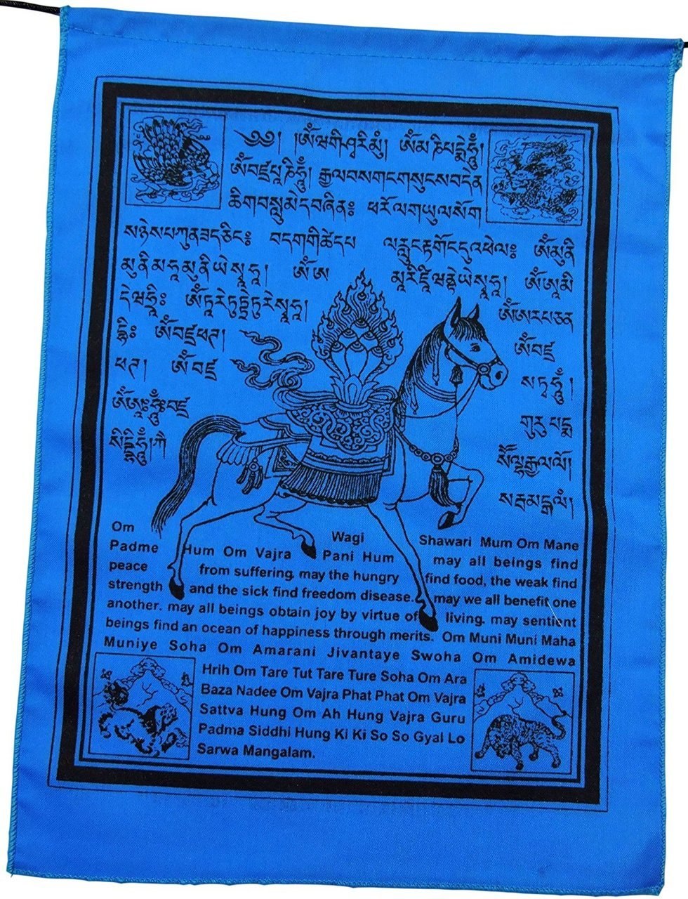 Handmade Tibetan Wind Horse Prayer Flags with English Translation - 9X12