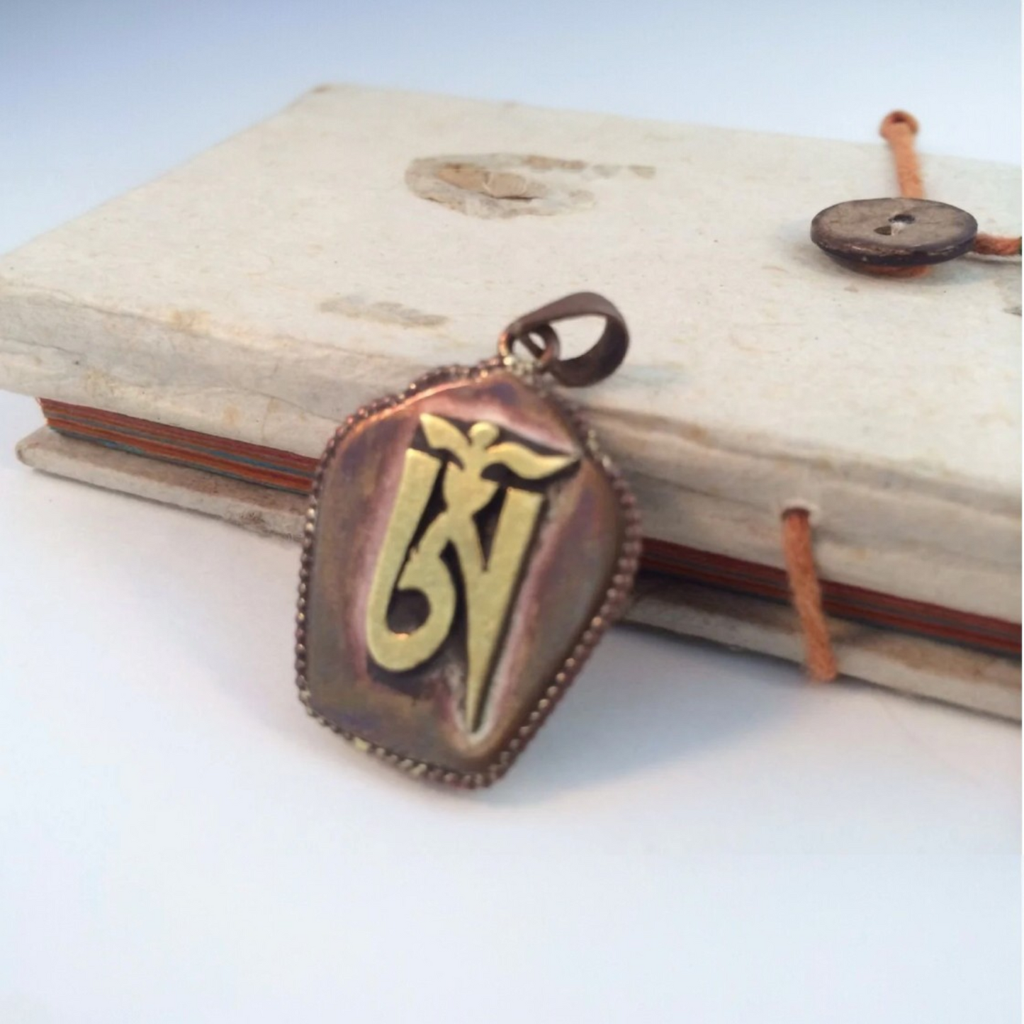 Handmade Tibetan Copper Om Ga'u Locket Pendant