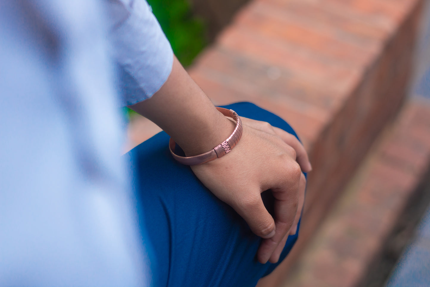 Handmade Snake Pattern Copper Cuff Bracelet