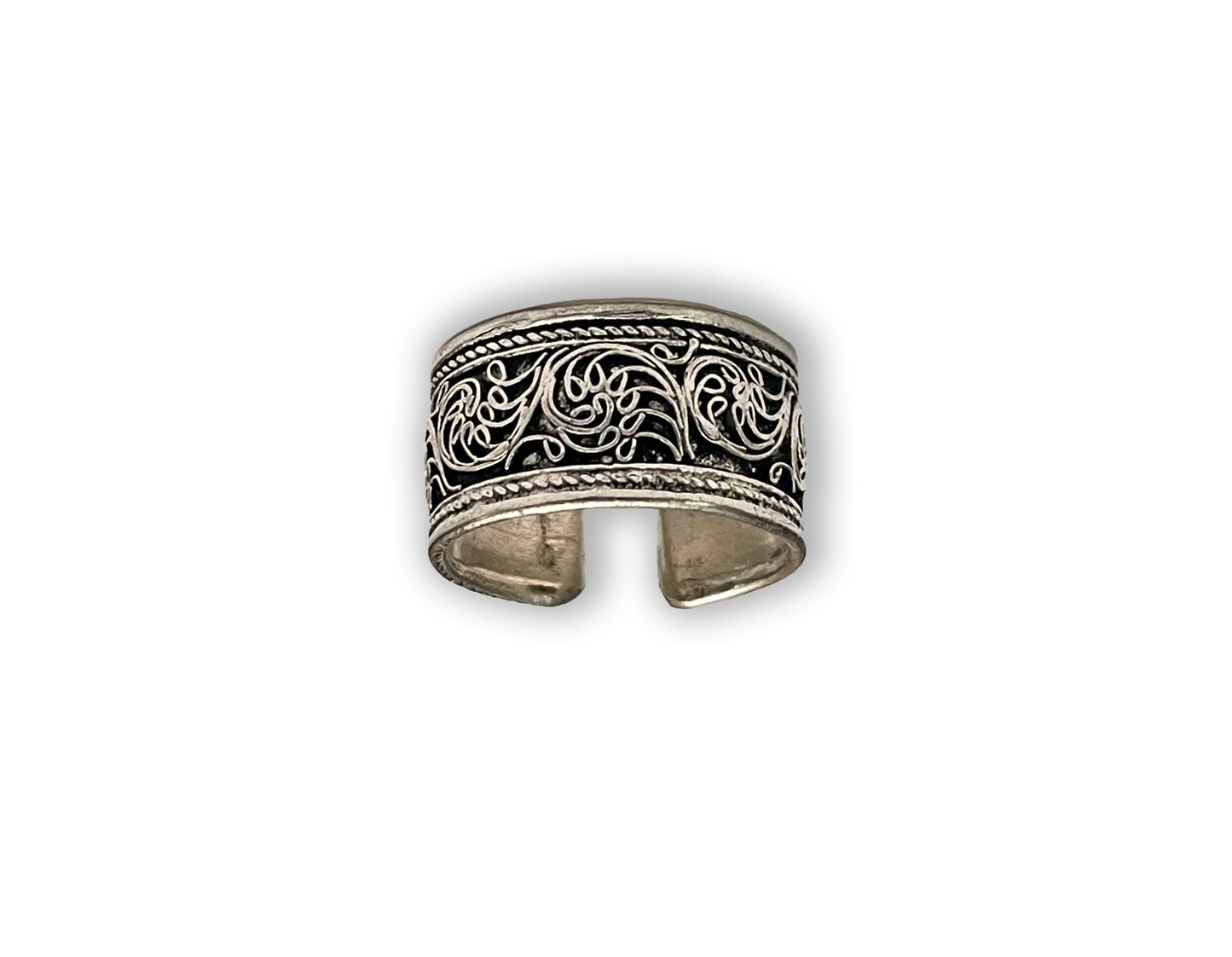 Handmade Tibetan Silver Adjustable Ring from Nepal (Flower, Adjustable)