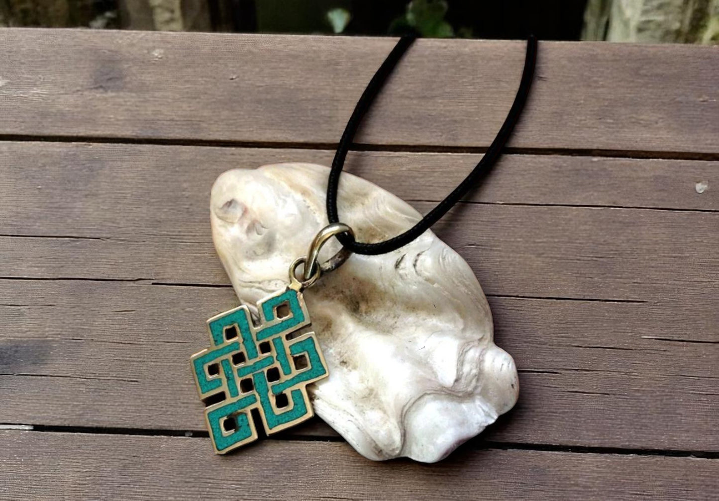 Handmade Tibetan Turquoise Eternal Knot Pendant