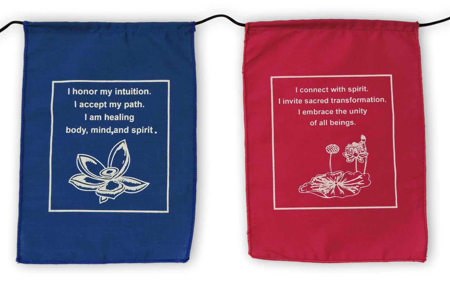 Handmade Affirmation, Love, Courageous, Imagination, Intuition, Prayer Flags 6X8
