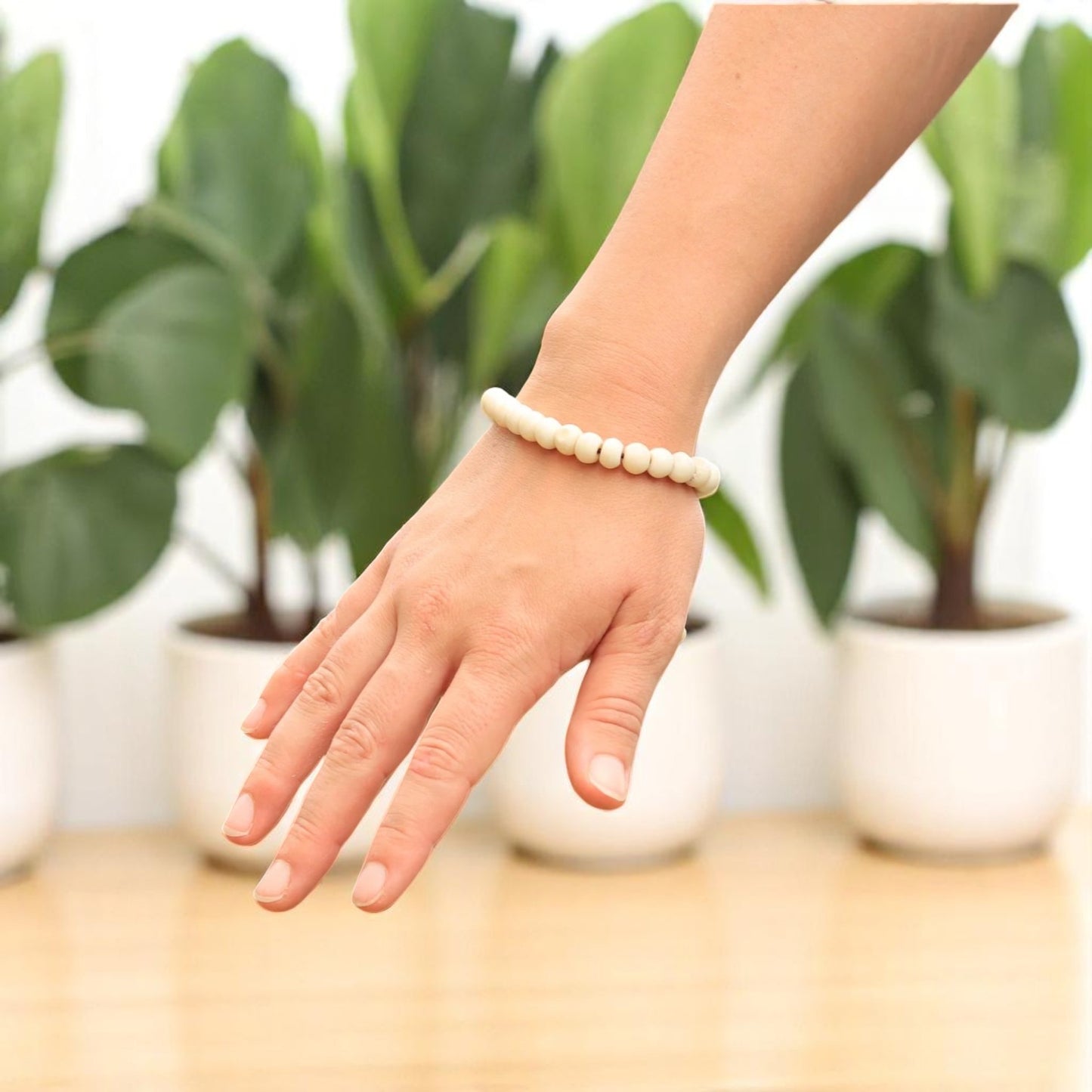 Handmade Yak Bone Tibetan Wrist Mala Bracelet for Meditation (Plain)