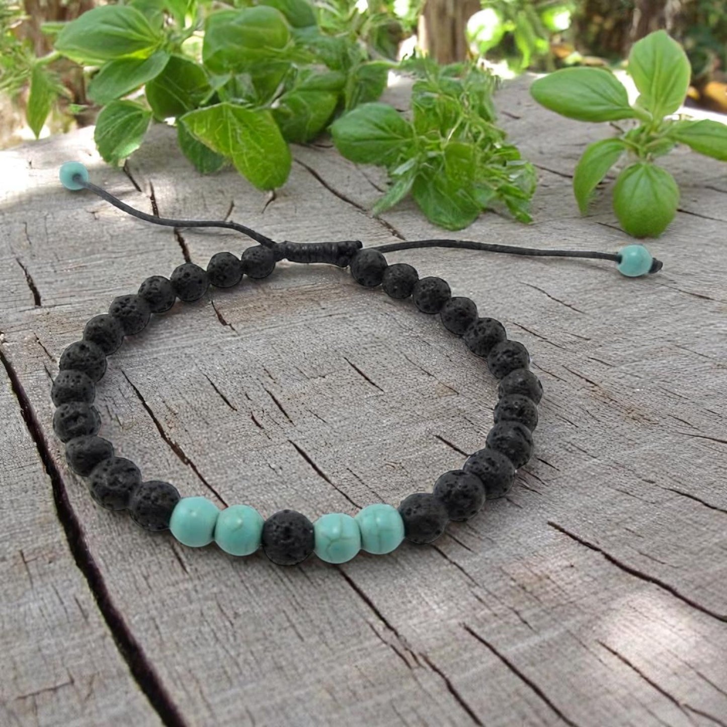 Small Lava Stone Turquoise Wrist Mala Bracelet